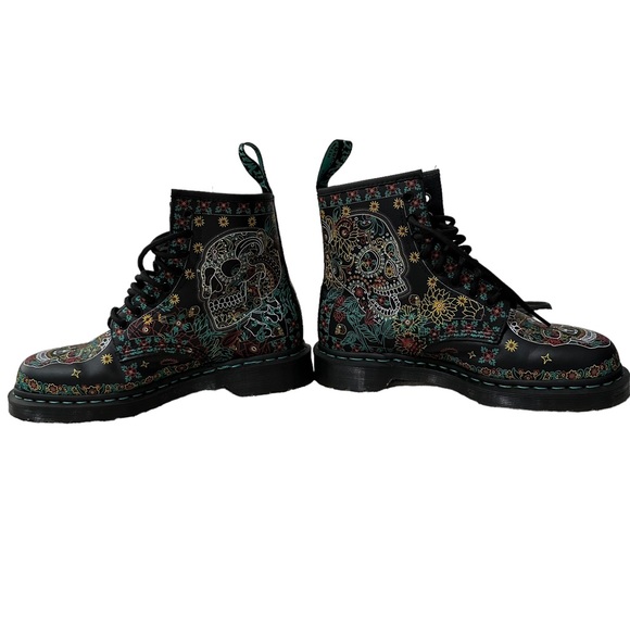 RARE!!! Dr Doc Martens 1460 Skull Day OF The Dead Backhand Boots Size 8W 7M - Picture 3 of 7